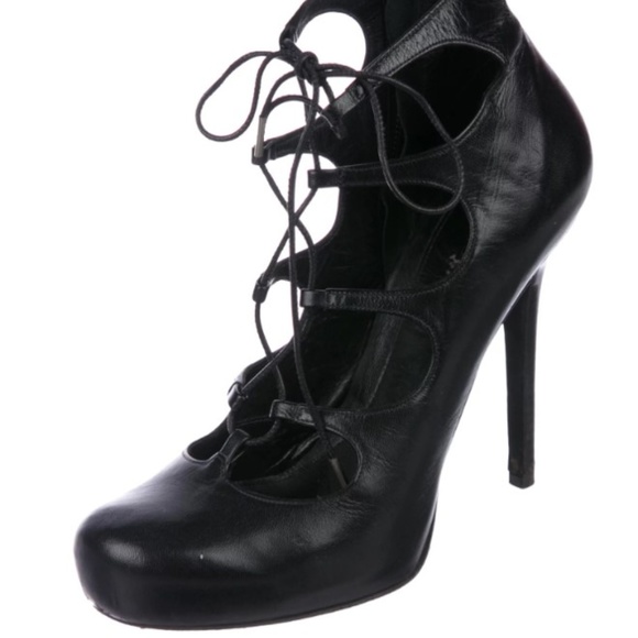 ALEXANDER MCQUEEN Leather Lace-Up Pumps - Picture 1 of 5